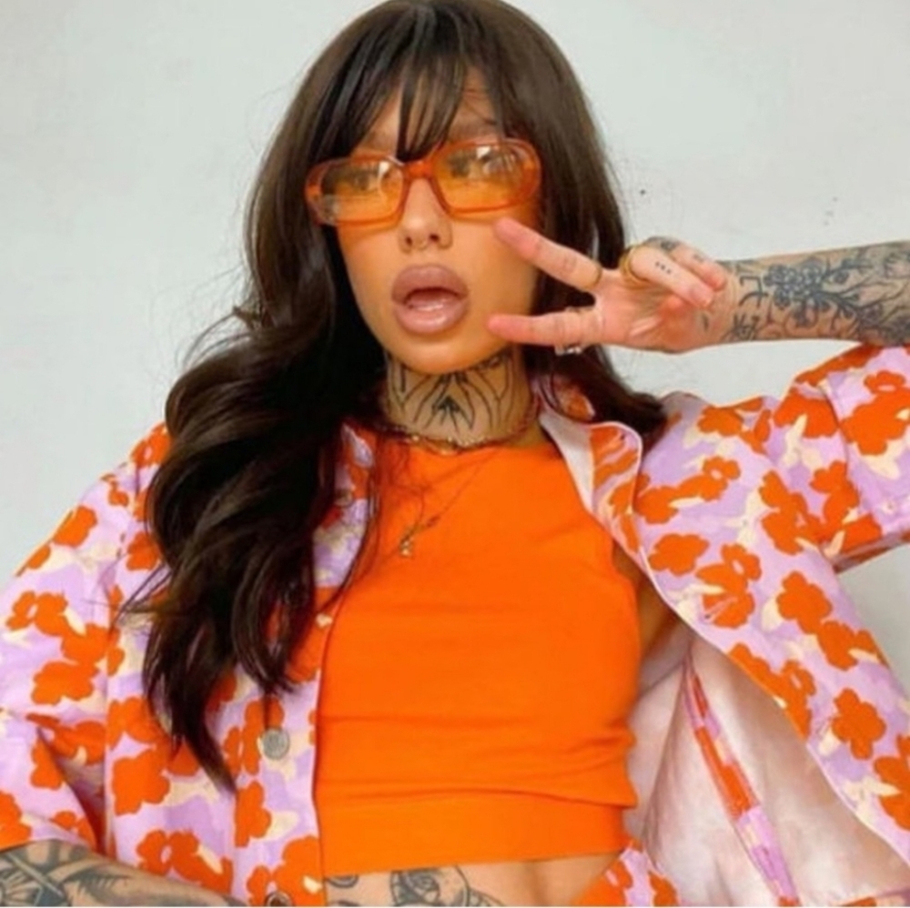 ZARA The Connie Orange Floral Co-ord Set | Crop Top + Shorts | XS / S